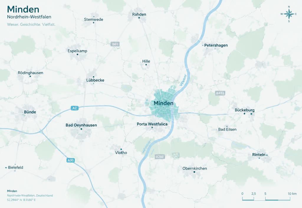 Karte von Minden und Umgebung